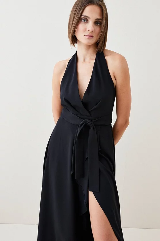 Cheap 👍 Karen Millen Soft Tailored Waterfall Halter Maxi 👗 Dress 🤩 4 Cheap 👍 Karen Millen Soft Tailored Waterfall Halter Maxi 👗 Dress 🤩 - Image 2