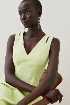 Best deal 🔔 Karen Millen Structured Seam Detail Full Midi 👗 Dress - soft lime 😉 -Occasionwear Popular Store bkk04453 soft20lime xl 1