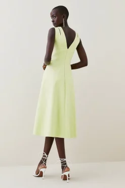 Best deal 🔔 Karen Millen Structured Seam Detail Full Midi 👗 Dress - soft lime 😉 -Occasionwear Popular Store bkk04453 soft20lime xl 2