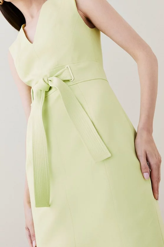 Deals 😍 Karen Millen Structured Eyelet Waist Belted Pencil Midi 👗 Dress - lime 🌟 4 Deals 😍 Karen Millen Structured Eyelet Waist Belted Pencil Midi 👗 Dress - lime 🌟 - Image 2