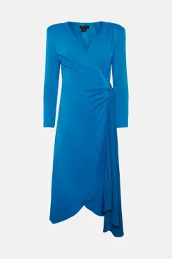 Best deal 🧨 Karen Millen Viscose Satin Back Crepe Drape Midi 👗 Dress 🎉 -Occasionwear Popular Store bkk04466 blue xl 3