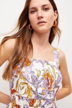 Best Sale 🔔 Karen Millen Batik Tiered Cotton Mini 👗 Dress - floral 😀 -Occasionwear Popular Store bkk04473 floral xl 1