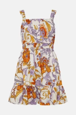 Best Sale 🔔 Karen Millen Batik Tiered Cotton Mini 👗 Dress - floral 😀 -Occasionwear Popular Store bkk04473 floral xl 3