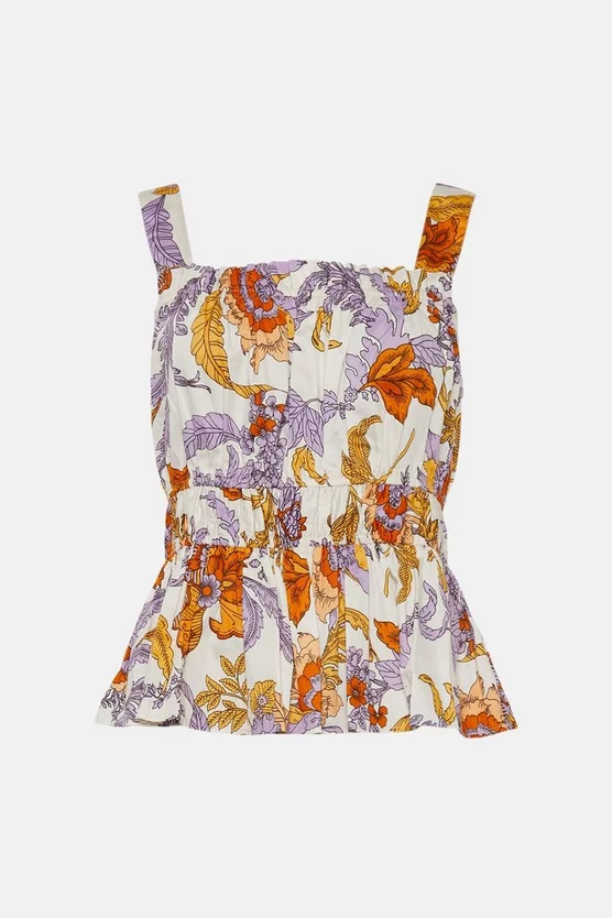 Cheap ๐ Karen Millen Batik Tiered Cotton Ruched Top - floral ๐ 6 Cheap ๐ Karen Millen Batik Tiered Cotton Ruched Top - floral ๐ - Image 4