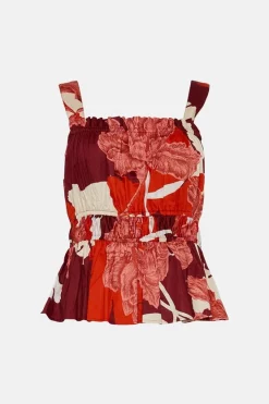 Buy 😍 Karen Millen Floral Tiered Cotton Ruched Top 😀 -Occasionwear Popular Store bkk04477 floral xl 3