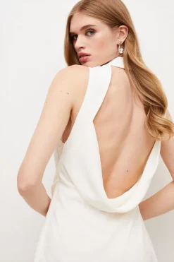 Best Pirce ⭐ Karen Millen Crepe Tie Front Halter Mini 👗 Dress 😍 9 Best Pirce ⭐ Karen Millen Crepe Tie Front Halter Mini 👗 Dress 😍 -Occasionwear Popular Store bkk04505 ivory xl 1