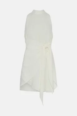 Best Pirce ⭐ Karen Millen Crepe Tie Front Halter Mini 👗 Dress 😍 11 Best Pirce ⭐ Karen Millen Crepe Tie Front Halter Mini 👗 Dress 😍 -Occasionwear Popular Store bkk04505 ivory xl 3