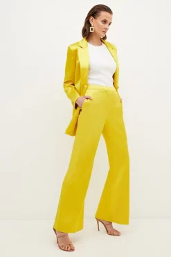 Outlet ๐ Karen Millen Italian Structured Satin Flared Leg Trouser ๐งจ