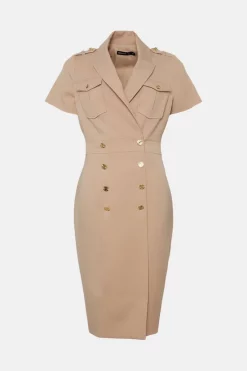 Budget 🌟 Karen Millen Tailored Double Breasted Tux Midi 👗 Dress ⭐ -Occasionwear Popular Store bkk04558 nude xl 3