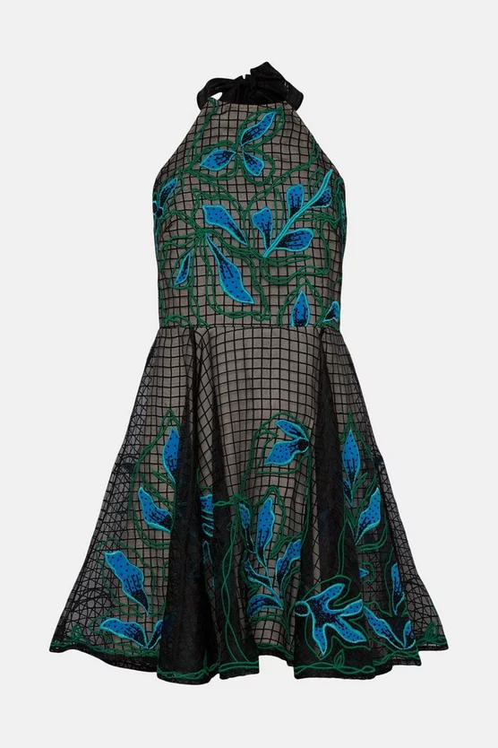 Hot Sale ❤️ Karen Millen Geo And Floral Applique Organdie Mini 👗 Dress - black ✨ 6 Hot Sale ❤️ Karen Millen Geo And Floral Applique Organdie Mini 👗 Dress - black ✨ - Image 4