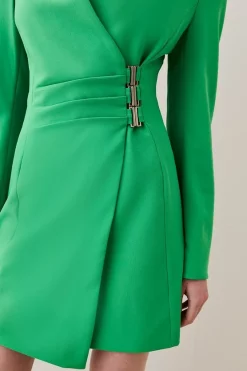 Cheapest ⭐ Karen Millen Strong Shoulder Wrap Mini 👗 Dress 🛒 -Occasionwear Popular Store bkk04657 green xl 1