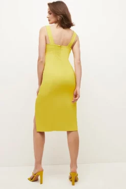 Cheap 🤩 Karen Millen Italian Structured Jersey Twist Pencil Midi 👗 Dress - lime 🛒 -Occasionwear Popular Store bkk04663 lime xl 2