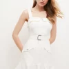 Outlet 🎁 Karen Millen Relaxed Tailored Strappy Belted Mini 👗 Dress 😉 -Occasionwear Popular Store bkk04721 ivory xl