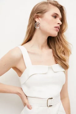 Outlet 🎁 Karen Millen Relaxed Tailored Strappy Belted Mini 👗 Dress 😉 -Occasionwear Popular Store bkk04721 ivory xl 1