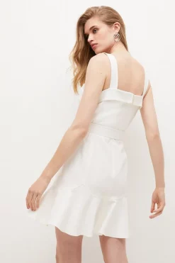 Outlet 🎁 Karen Millen Relaxed Tailored Strappy Belted Mini 👗 Dress 😉 -Occasionwear Popular Store bkk04721 ivory xl 2