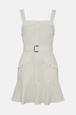 Outlet 🎁 Karen Millen Relaxed Tailored Strappy Belted Mini 👗 Dress 😉 -Occasionwear Popular Store bkk04721 ivory xl 3