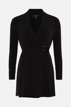 Best Pirce 🤩 Karen Millen Slinky Buckle Detail Wrap Jersey Mini 👗 Dress ✔️ -Occasionwear Popular Store bkk04728 black xl 3