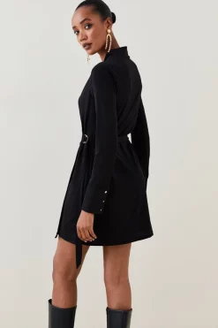 Best Pirce 🤩 Karen Millen Slinky Buckle Detail Wrap Jersey Mini 👗 Dress ✔️ -Occasionwear Popular Store bkk04728 black xl 4