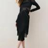 New 🥰 Karen Millen Studded Fringe Mesh Insert Bandage Midi 👗 Dress 🥰