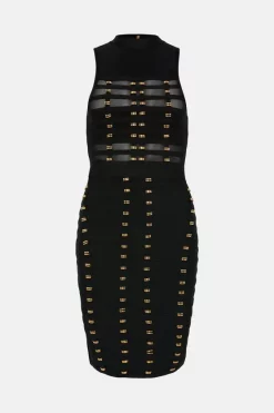 Cheap ⭐ Karen Millen All Over Trimmed Bandage And Mesh Mini 👗 Dress 😉 -Occasionwear Popular Store bkk04774 black xl 3