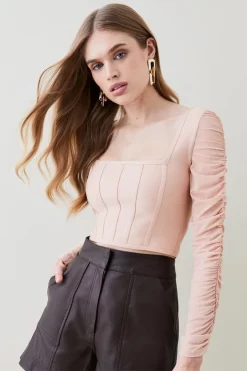 Top 10 🤩 Karen Millen Ruched Mesh Square Neck Bandage Top 😉