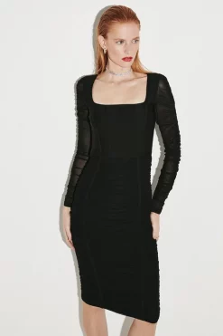 Coupon 😍 Karen Millen Ruched Mesh Square Neck Bandage Midi 👗 Dress - black 🎁 11 Coupon 😍 Karen Millen Ruched Mesh Square Neck Bandage Midi 👗 Dress - black 🎁 -Occasionwear Popular Store bkk04781 black xl 2