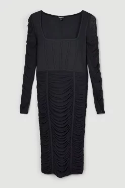 Coupon 😍 Karen Millen Ruched Mesh Square Neck Bandage Midi 👗 Dress - black 🎁 12 Coupon 😍 Karen Millen Ruched Mesh Square Neck Bandage Midi 👗 Dress - black 🎁 -Occasionwear Popular Store bkk04781 black xl 3