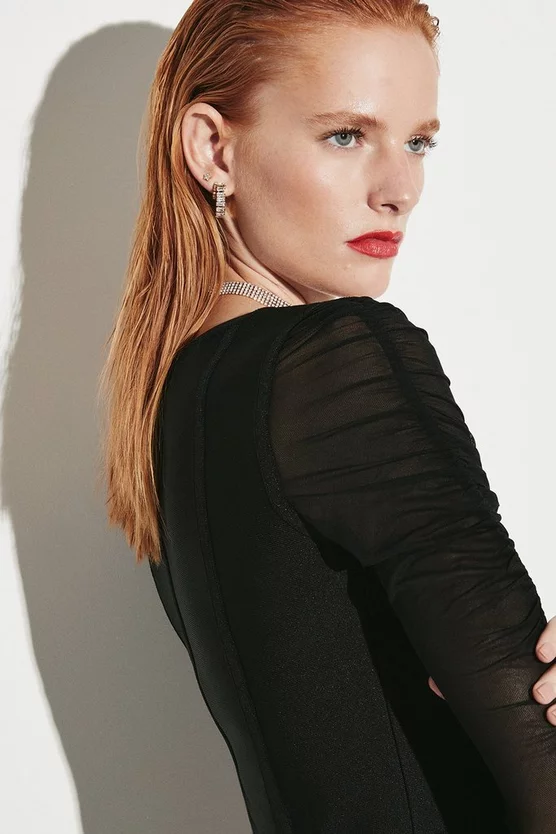 Coupon 😍 Karen Millen Ruched Mesh Square Neck Bandage Midi 👗 Dress - black 🎁 7 Coupon 😍 Karen Millen Ruched Mesh Square Neck Bandage Midi 👗 Dress - black 🎁 - Image 5