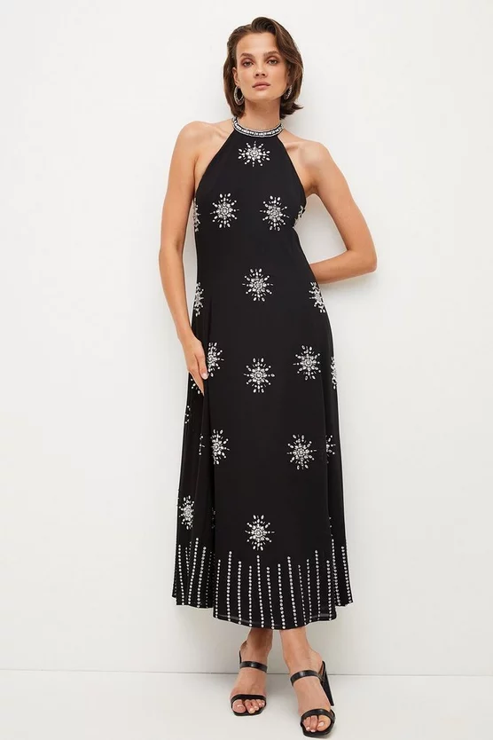 Hot Sale ๐ฏ Karen Millen Crystal Embellished Halterneck Maxi ๐ Dress ๐ฏ 3 Hot Sale ๐ฏ Karen Millen Crystal Embellished Halterneck Maxi ๐ Dress ๐ฏ