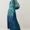 Coupon 🎁 Karen Millen Ombre Sequin And Embroidered Maxi 👗 Dress - teal 🛒 -Occasionwear Popular Store bkk04902 teal xl