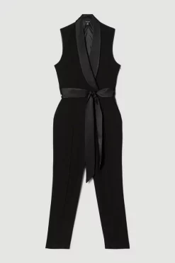 Discount ✨ Karen Millen Tuxedo Wrap Sleeveless Jumpsuit ✨ -Occasionwear Popular Store bkk04903 black xl 3