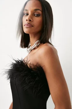 Wholesale 🥰 Karen Millen Feather & Ponte Bandeau Mini 👗 Dress 🎉 -Occasionwear Popular Store bkk04907 black xl 1