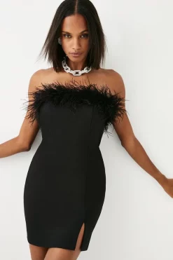 Wholesale 🥰 Karen Millen Feather & Ponte Bandeau Mini 👗 Dress 🎉 -Occasionwear Popular Store bkk04907 black xl 2