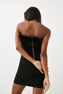 Wholesale 🥰 Karen Millen Feather & Ponte Bandeau Mini 👗 Dress 🎉 -Occasionwear Popular Store bkk04907 black xl 4