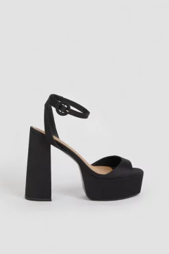 Coupon 🧨 Karen Millen Satin 70s Platform 🩴 Sandal - black ✨ -Occasionwear Popular Store bkk04924 black xl 2