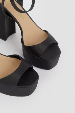 Coupon 🧨 Karen Millen Satin 70s Platform 🩴 Sandal - black ✨ -Occasionwear Popular Store bkk04924 black xl 4