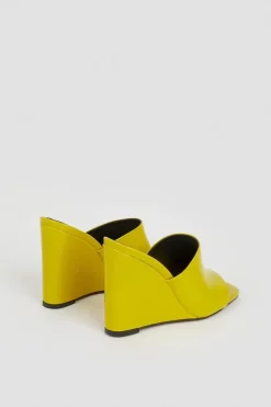 Brand new 👏 Karen Millen Leather Wedge Open Toe Mules - lime ✔️ -Occasionwear Popular Store bkk04935 lime xl 4