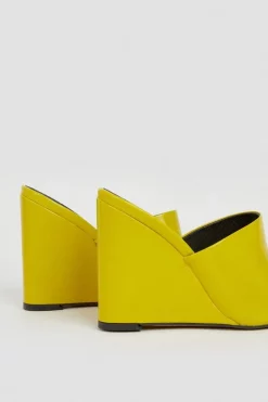 Brand new 👏 Karen Millen Leather Wedge Open Toe Mules - lime ✔️ -Occasionwear Popular Store bkk04935 lime xl 5