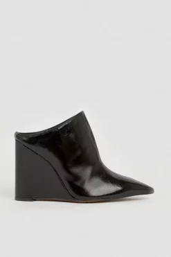 Promo 😀 Karen Millen Leather Heeled Mule 👟 Shoe 🤩 -Occasionwear Popular Store bkk04937 black xl 2
