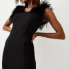 Deals 🔥 Karen Millen Feather Strap Ponte Mini 👗 Dress 🔥 -Occasionwear Popular Store bkk04958 black xl