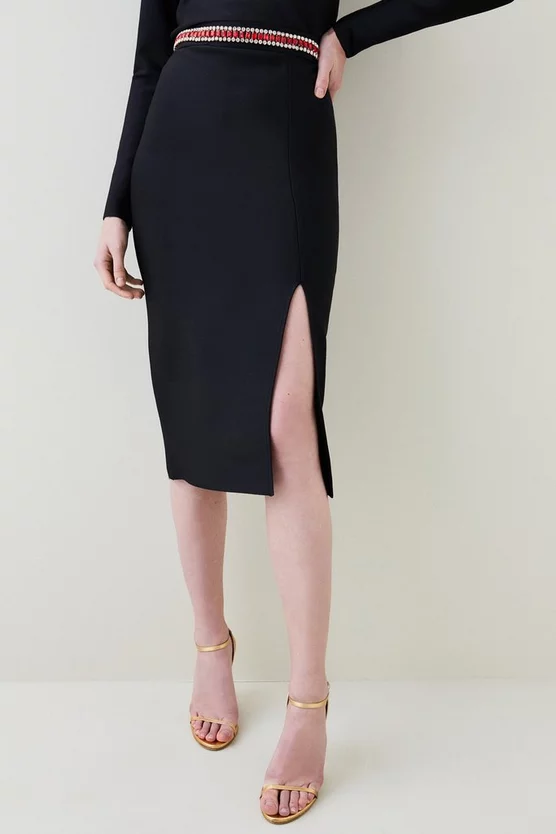 Cheapest ⌛ Karen Millen Bandage Embellished Side Split Pencil 👗 Skirt - black 🤩 3 Cheapest ⌛ Karen Millen Bandage Embellished Side Split Pencil 👗 Skirt - black 🤩