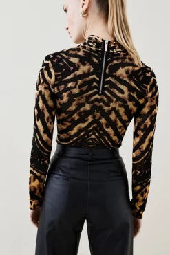 Top 10 🥰 Karen Millen Embellished Twist Slinky Jacquard Knit Top - natural 🤩 12 Top 10 🥰 Karen Millen Embellished Twist Slinky Jacquard Knit Top - natural 🤩 -Occasionwear Popular Store bkk04973 natural xl 4