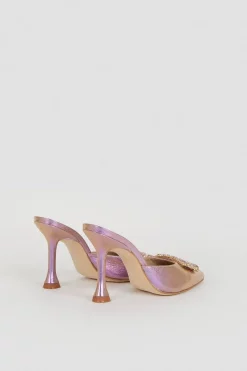 Promo 👍 Karen Millen Leather Metallic Embellished Trim Court 👟 Shoe 🎉 -Occasionwear Popular Store bkk04995 lilac xl 4