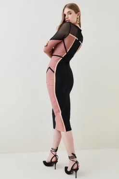 Cheapest ⭐ Karen Millen Bandage Knit And Mesh Colour Block 👗 Dress - multi 👏 -Occasionwear Popular Store bkk05023 multi xl 2