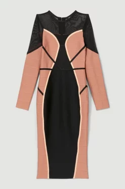 Cheapest ⭐ Karen Millen Bandage Knit And Mesh Colour Block 👗 Dress - multi 👏 -Occasionwear Popular Store bkk05023 multi xl 3