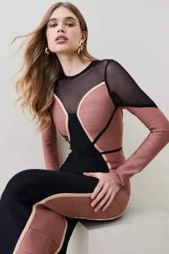 Cheapest ⭐ Karen Millen Bandage Knit And Mesh Colour Block 👗 Dress - multi 👏 -Occasionwear Popular Store bkk05023 multi xl 4