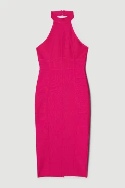 Cheapest 😀 Karen Millen Bandage Knit Halter Neck Figure Form 👗 Dress ✨ -Occasionwear Popular Store bkk05024 fuchsia xl 3