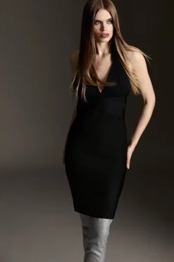 Buy ⭐ Karen Millen Bandage V Neck Knitted Mini 👗 Dress 🎁 -Occasionwear Popular Store bkk05026 black xl 2