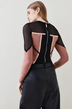 Outlet 🤩 Karen Millen Bandage Knit And Mesh Colour Block Top - multi 🤩 -Occasionwear Popular Store bkk05059 multi xl 2