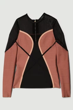 Outlet 🤩 Karen Millen Bandage Knit And Mesh Colour Block Top - multi 🤩 -Occasionwear Popular Store bkk05059 multi xl 3
